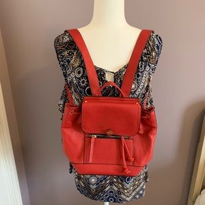 Small Leather red back pack bag